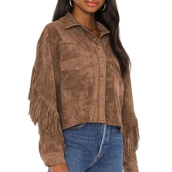 Brown Fringe Women's Jacket - Picture 5 of 5